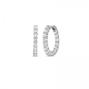 18K WHITE GOLD DIAMOND SMALL HOOP EARRINGS 2.35. 