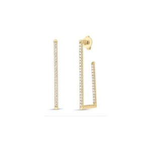 18K YELLOW GOLD SMALL RECTANGULAR EARRINGSDIAM-1.23. 