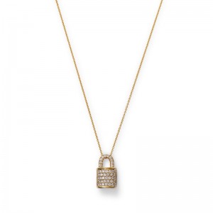 18K YELLOW GOLD DIAMOND LOCK PENDANT DIA-0.46. 