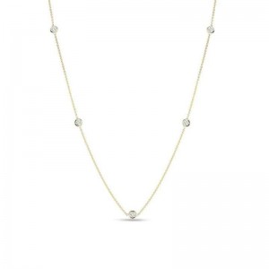 ROBERTO COIN 18KYG 5 STATION DIAMOND NECKLACE. 