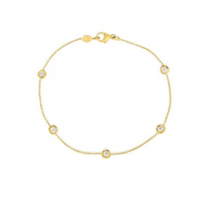 Roberto Coin 18K Yellow Gold Diamond by the inch 7" 5 station bracelet .25ctw. 