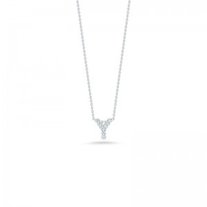 R.COIN 18K WHITE GOLD CHAIN /W BABY DIAMOND PENDANT LOVE LETTER "Y" NECKLACE. 