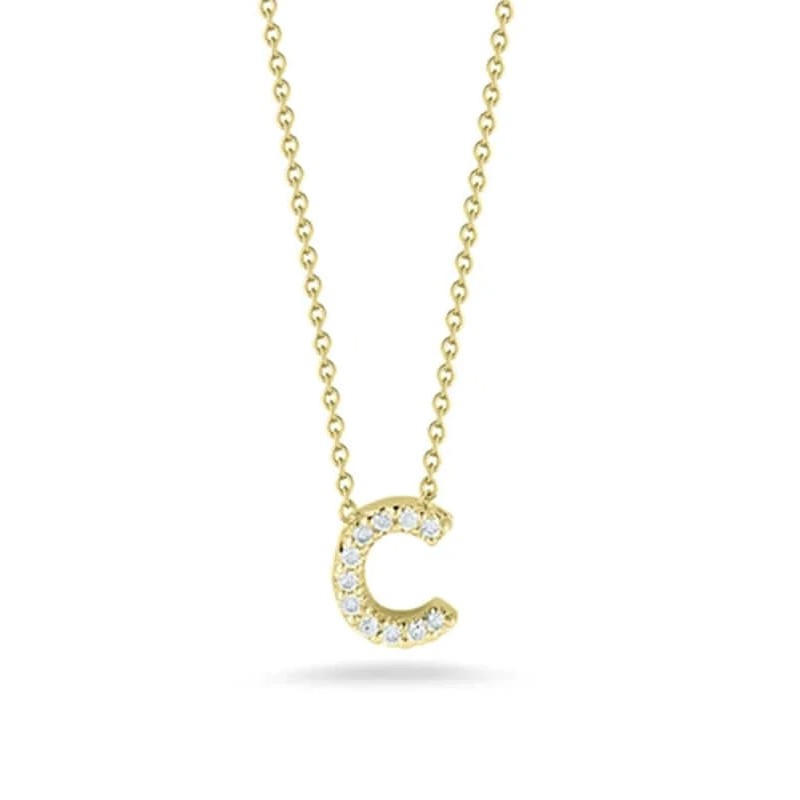 http://williambarthman.bluestar-apps.com/upload/product/Roberto Coin 18K Yellow Coin Diamond Love Letter C 16-18 necklace .05ctw. 