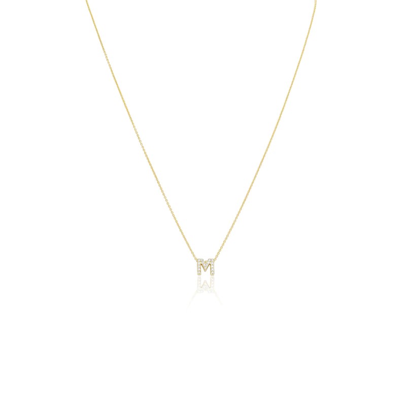 http://williambarthman.bluestar-apps.com/upload/product/Roberto Coin Yellow Gold Diamond Love Letter M 16/18