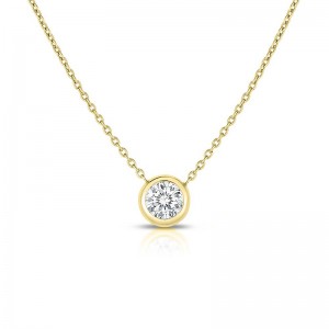 18K YELLOW GOLD POINT DIAMOND STATION NECKLACE .19CTW. 