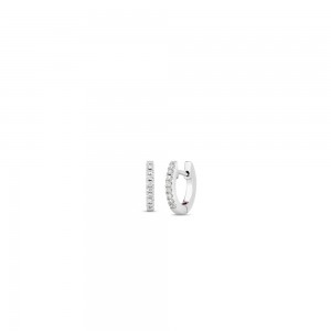 ROBERTO COIN 18K WHITE GOLD DIAMOND HOOP EARRINGS 0.07. 