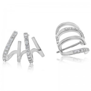 Roberto Coin 18k White Gold Diamond Climber Earrings .38ctw. 