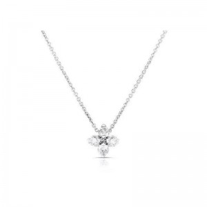 Roberto Coin 18KW Love in Verona Diamond Small Flower Necklace .27ctw. 