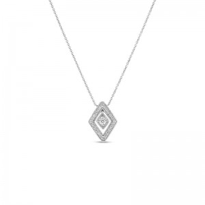 Roberto Coin 18k White Gold Diamante Small Necklace 18" chain with .27ctw. Diamonds