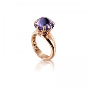 18K ROSE GOLD SISSI PURPLE IOLITE AND DIAMOND RING 0.04, IO-7.50CT. 