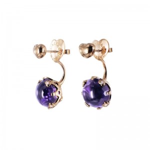 18K ROSE GOLD SISSI IOLITE AMETHYST EARRINGS  0.07CT,  AMY-13.05. 