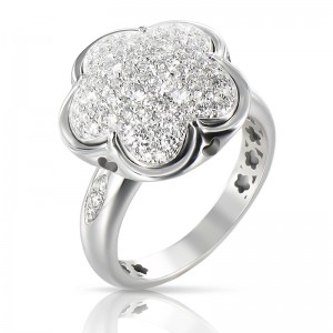 18K WHITE GOLD DIAMOND BON TON RING 0.78CT. 