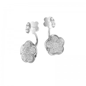 18K WHITE GOLD DIAMOND BON TON EARRINGS 1.69CT. 