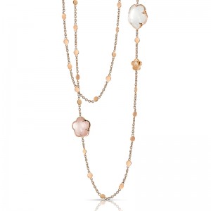 18K ROSE GOLD BON TON LONG MILKY QUARTZ NECKLACE 0.01, QRTZ-15.37. 