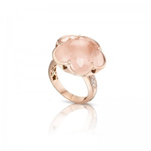 18K ROSE GOLD BON TON PINK QUARTZ RING DIA 0.09 PINK QUARTZ- 18.12CT. 