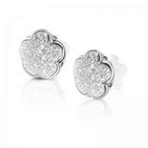 18K WHITE GOLD BON TON DIAMOND STUD EARRINGS 0.69. 