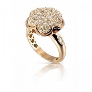 18 ROSE GOLD CHAMPAIN DIAMONDS BON TON RING 0.41. 