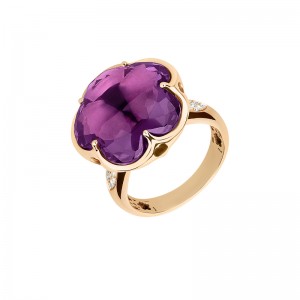 18K ROSE GOLD AMETHYST AND DIAMONDS BON TON RING 0.10-DIA, 16.90-AMETHYST. 