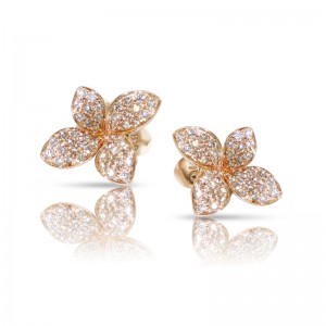 18K RED GOLD PETIT EARRAINGS GIARDINI SEGETI GOLD 4.45 DIAMOND .74CTW. 