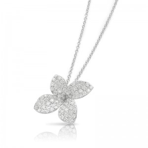 18K WHITE GOLD NECKLACE GIARDINI SEGRETI PETITE GOLD 6.05 DIAMOND CUT .66. SAPPHIRE CUT .06