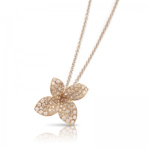 18K ROSE GOLD DIAMOND GIARDINI SEGRETI PETIT NECKLACE 0.68. 