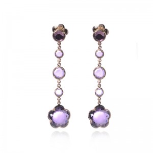 18K ROSE GOLD LONG BON TON AMETHYST EARRINGS 14.27. 