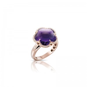 18K ROSE GOLD BON TON AMETHYST AND DIAMOND RING 0.14, AMETH 9.51. 