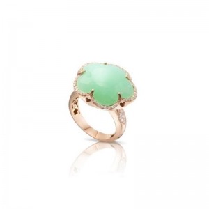 18K ROSE GOLD BON TON GREEN STONE RING 16.87. 