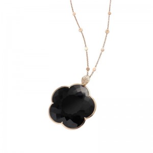 18K ROSE GOLD TON JOLIE BLACK STONE AND DIAMOND NECKLACE DIA- 0.13CT, 32.29CT-BL. 