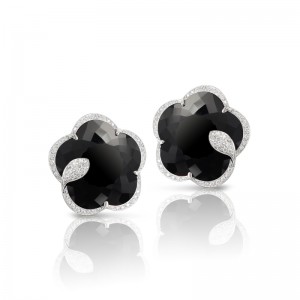 18K WHITE GOLD DIAMOND BLACK ONYX TON JOLIE EARRINGS 0.72,ONYX-32.68,GLD-13.12. 