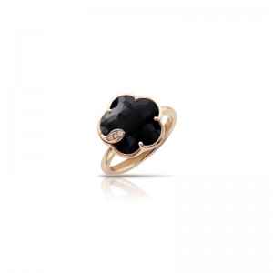 18K PINK GOLD JOLI BLACK QUARTZ RING 0.04-DIA, 3.75-BLK QUARTZ. 