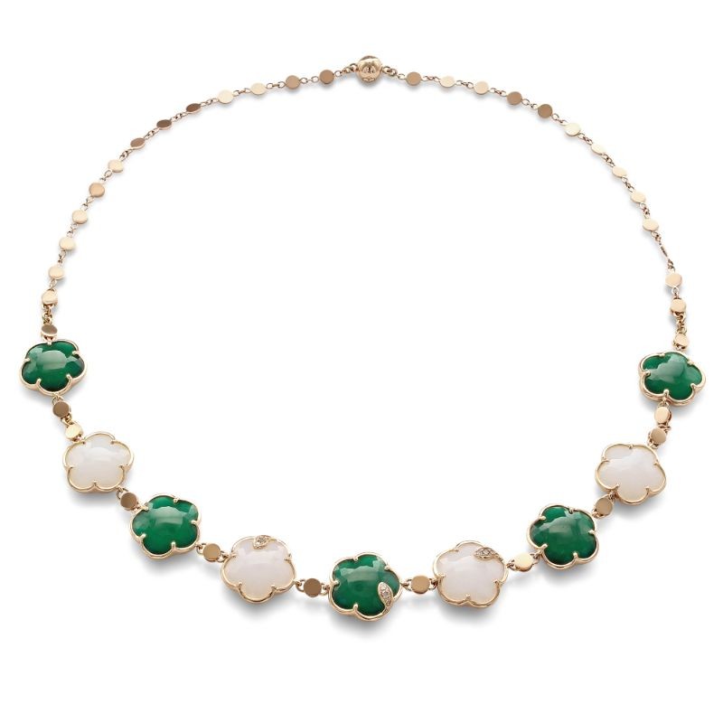 http://williambarthman.bluestar-apps.com/upload/product/Pasquale Bruni 18k Rose Gold Ton Joli Necklace with White Agate, Green Agate, White and Champagne Diamonds