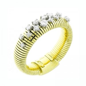 18K WHITE AND YELLOW GOLD STARDUST DIAMOND RING. 