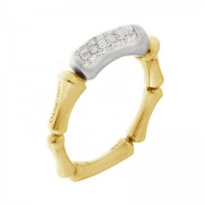 CHIMENTO YG BAMBOO RING W/1 DIAMOND LINK   .30PTS. 