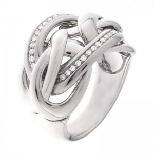 CHIMENTO WG 2 DIAMOND SWIRLS RING. 