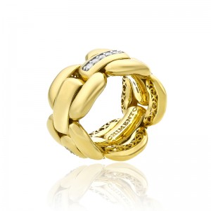 CHIMENTO 18K YELLOW GOLD DIAMOND CONNECTION X-TEND THICK RING 0.11 VS-G 12.90GR. 