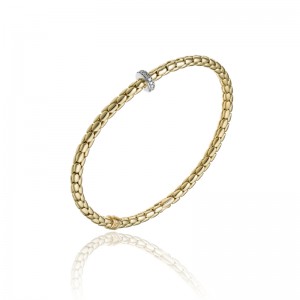 CHIMENTO 18K YELLOW GOLD STRETCH SPRING DIAMON RING BRACELET 0.10 VS-G. 