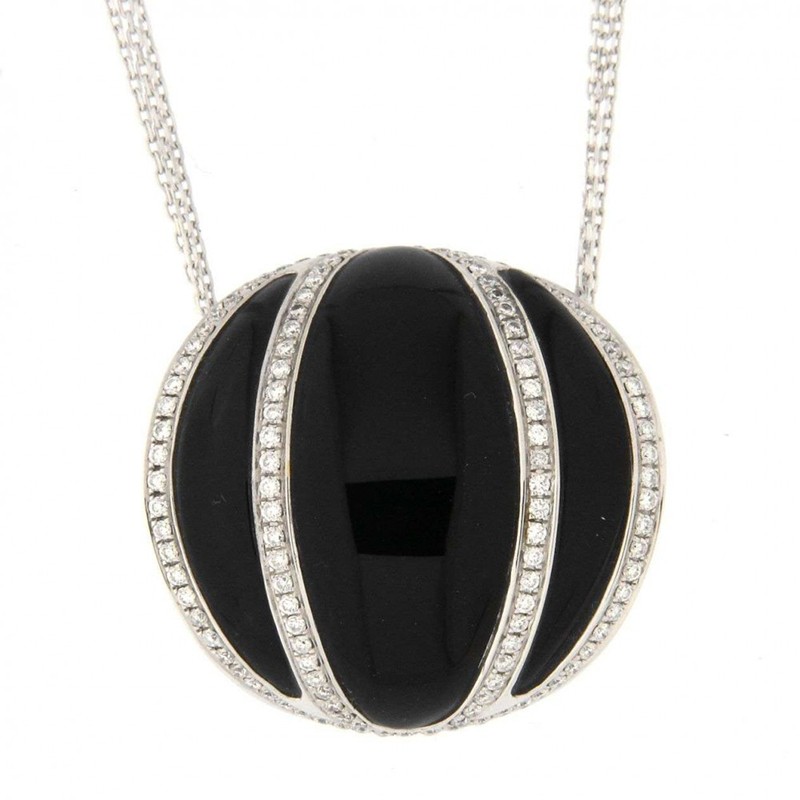 http://williambarthman.bluestar-apps.com/upload/product/18K WG LUNA WITH ONYX NECKLACE .62 CT. WHITE GOLD AND ONYX SLICES WITH 4 PAVE CURVED COLUMNS ON A LINK CHAIN, LOBSTER