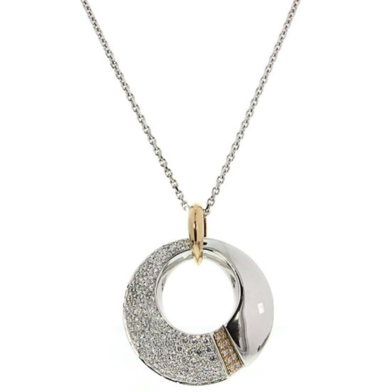 http://williambarthman.bluestar-apps.com/upload/product/CHIMENTO WG CHAIN W/FLAT 1/2 POLISHED WG 1/2 W/R DIAMONDS OPEN CIRCLE PENDANT. .80PTS