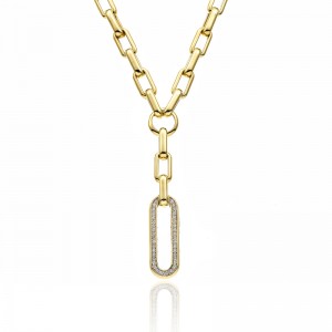 CHIMENTO 18K YELLOW GOLD DIAMOND LINK X-TEND NECKLACE 0.42 VS-G 38.90GR. 