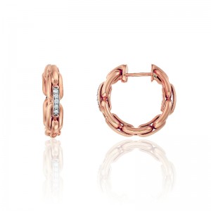 CHIMENTO 18K ROSE GOLD DIAMOND CONNECTION X-TEND SMALL HOOP EARRINGS 0.10 VS-G. 