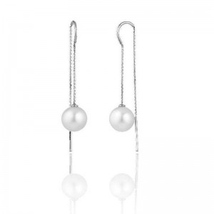 18K WHITE GOLD PEARL ARMILLAS ACQUA EARINGS. 