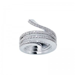 DAMIANI 18K WHITE GOLD OPENED ENDED RING W/ DIAMONDS. DIAMOND WT=0.460