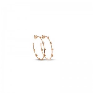 DAMIANI 18K ROSE GOLD BROWN DIAMONDS MOON DROP HOOP EARRINGS 1.0600. 