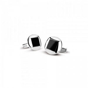 DAMIANI SILVER BLACK ONYX CUFFLINKS. 