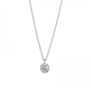 Damiani 18k White Gold Round Diamond Necklace with Chain .30ctw. 