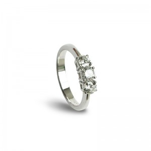 Damiani 18k White Gold 3 Stone Diamond Ring 0.45ctw. 