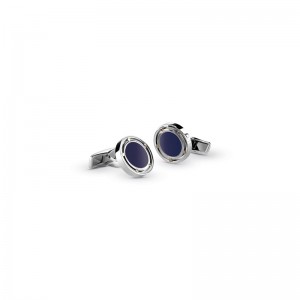 DAMIANI STEEL AND PINK GOLD LAPIS CUFFLINKS. 
