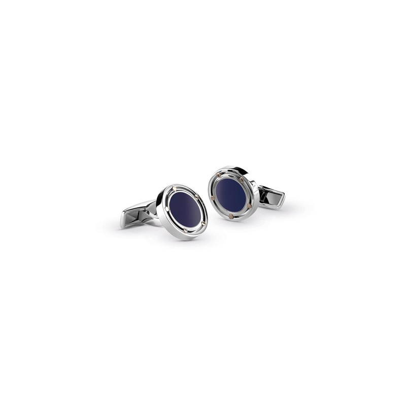 http://williambarthman.bluestar-apps.com/upload/product/DAMIANI STEEL AND PINK GOLD LAPIS CUFFLINKS. 