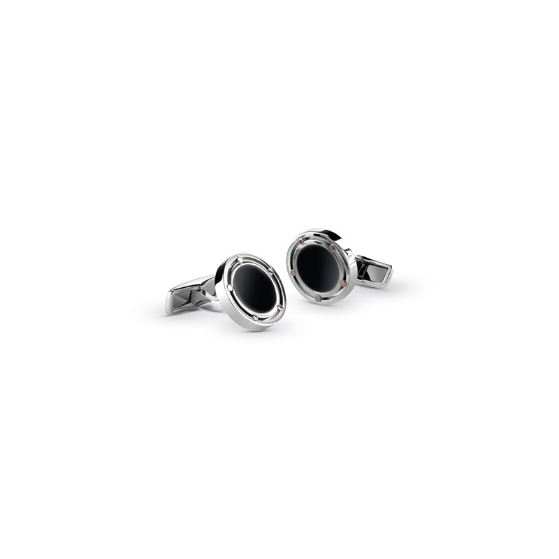 http://williambarthman.bluestar-apps.com/upload/product/DAMIANI D-SIDE STEEL AND PINK GOLD DOTS BLACK ONYX CUFFLINKS. 